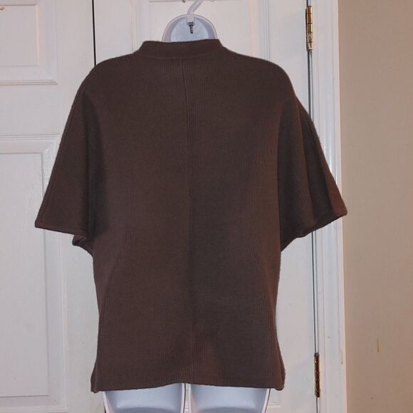 Tally Ho Brown button neck cardigan with pockets Sz S - Picture 4 of 5